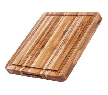 Tábua de cortar TeakHaus Tradition em teca com ranhura, 51 x 38 x 3,8 cm