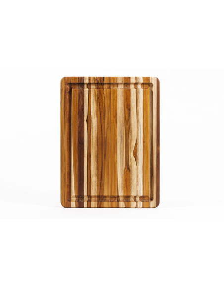 TeakHaus Tradition Schneidebrett aus Teakholz mit Rinne, 41 x 31 x 3,8 cm
