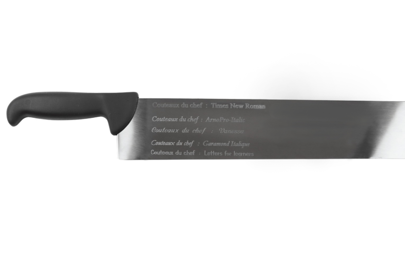 Custom diamond engraving on blade