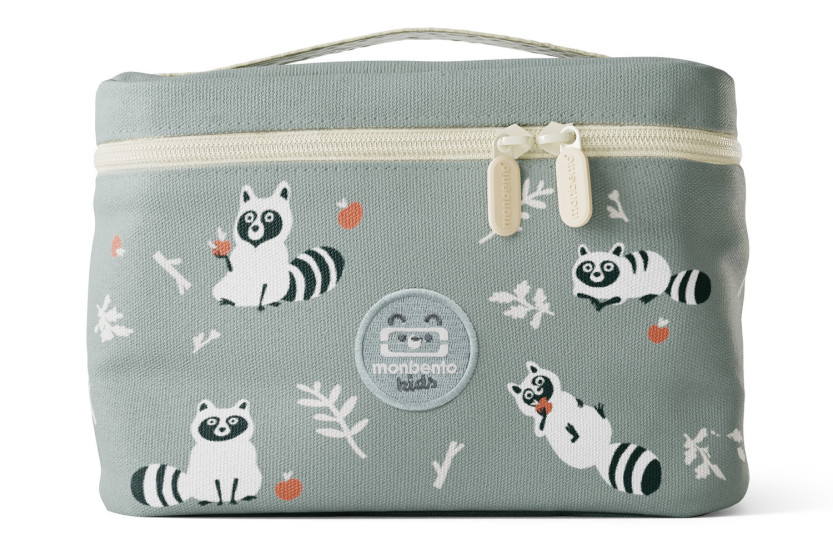 Monbento Frosty Green Raccoon 5L Insulated Lunch Bag for Kids