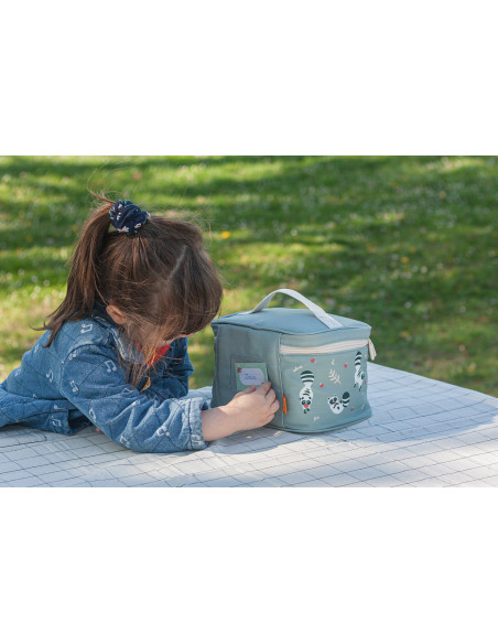 Monbento Frosty Green Raccoon 5L Insulated Lunch Bag for Kids