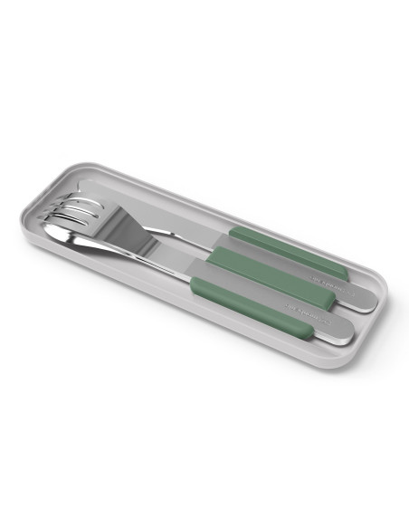 Monbento Slim Box groene reisbestekset