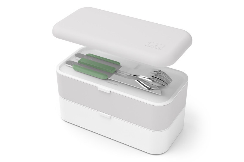 Conjunto de talheres portátil Monbento Slim Box verde