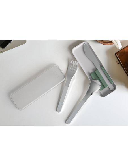 Monbento Slim Box Besteckset für unterwegs, grün