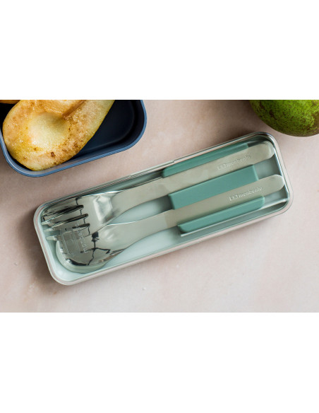 Monbento Slim Box Green Travel Cutlery Set