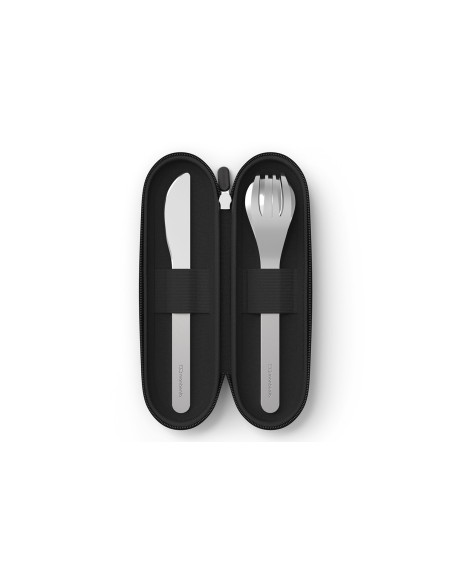 Monbento Slim Nest Black Travel Cutlery Set with Storage Case