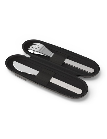 Monbento Slim Nest-bestickset i svart med förvaringsfodral