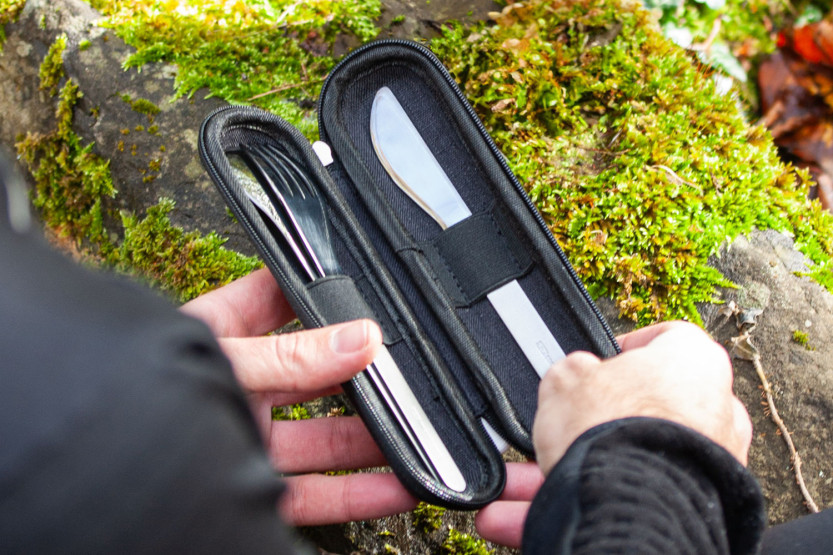 Monbento Slim Nest Black Travel Cutlery Set with Storage Case