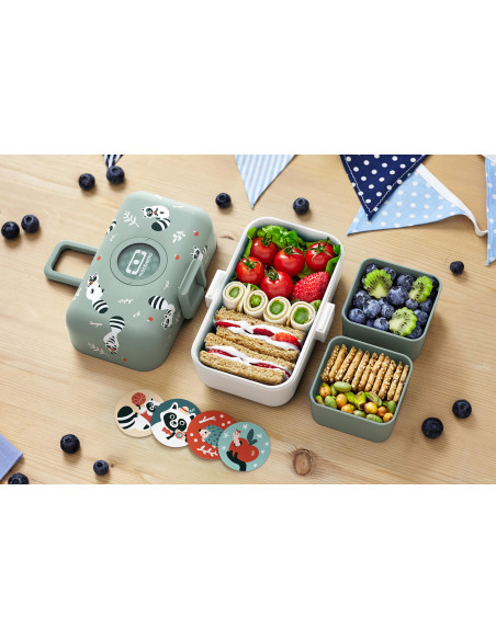 Fiambrera infantil Monbento Tresor con mapache verde
