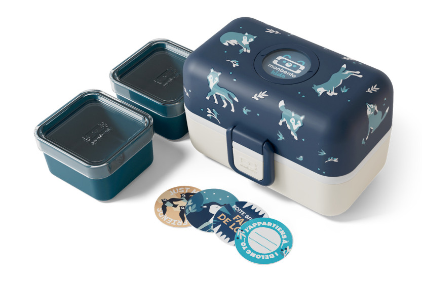 Monbento Tresor blauwe wolf-lunchbox voor kinderen