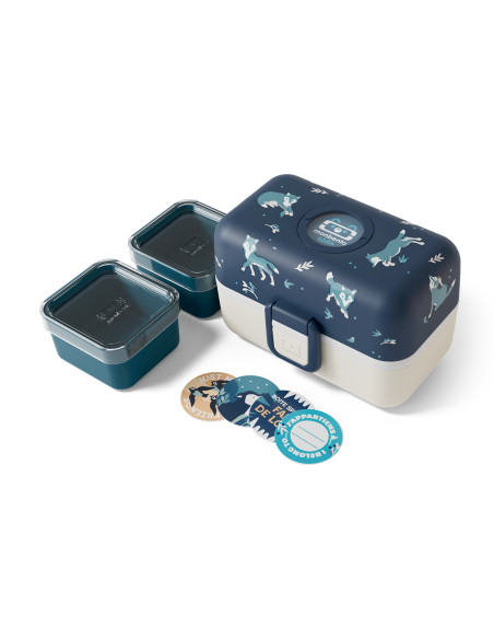 Monbento Tresor-matlåda för barn, blå varg