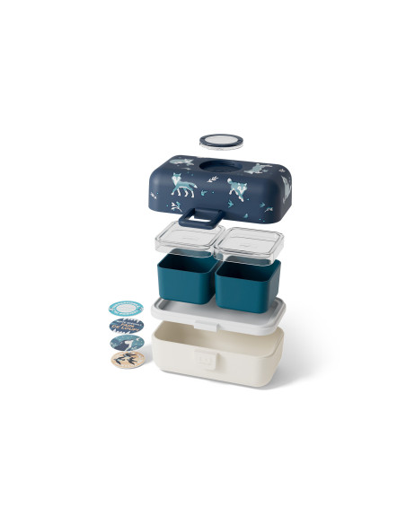 Monbento Tresor blauwe wolf-lunchbox voor kinderen