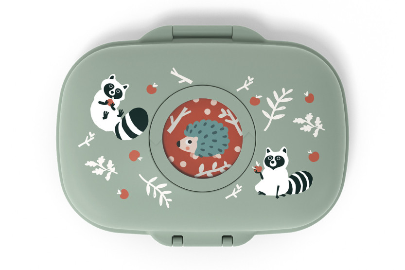 Monbento Gram -välipalalaatikko, vihreä pesukarhu