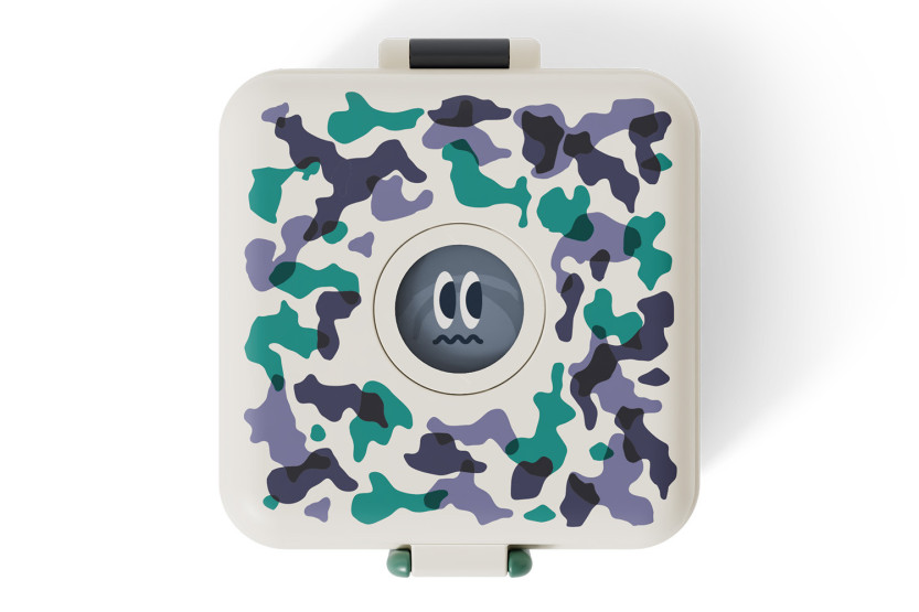 Monbento Snacky Kinder-Brotdose mit Besteck in Camo-Blau
