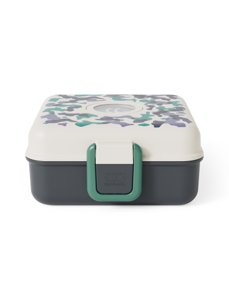 Monbento Snacky Kids' Lunch Box with Camo Blue Cutlery