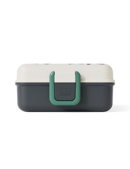 Monbento Snacky-madkasse til børn med bestik i camouflageblå