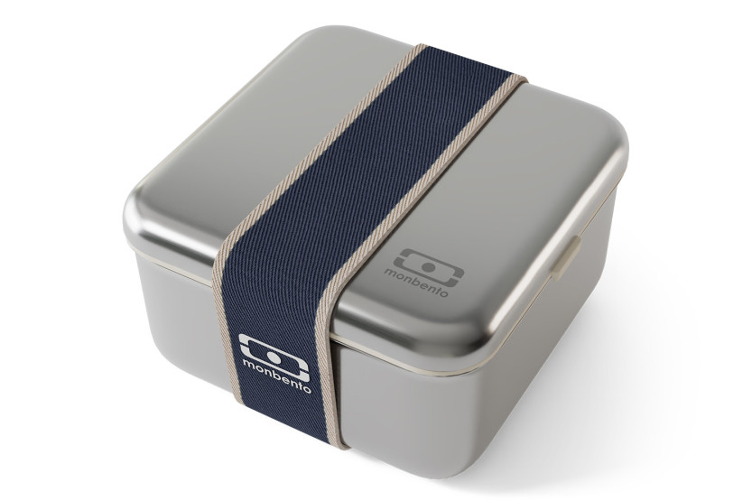 Lancheira de aço inoxidável Monbento Sense L azul, 1 L, para micro-ondas