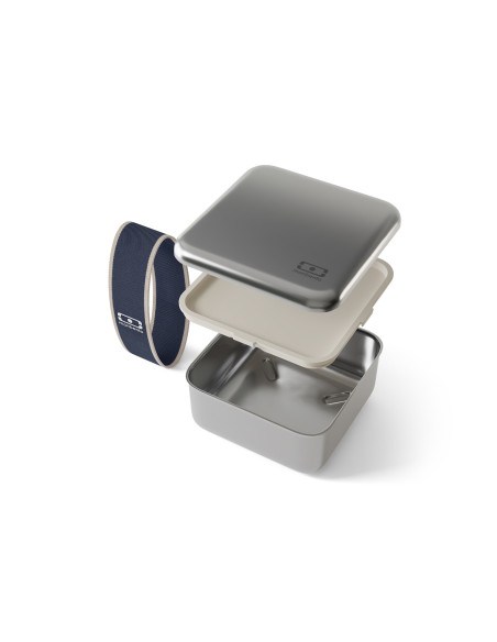 Monbento Sense L roestvrijstalen lunchbox, blauw, 1 liter, geschikt voor de magnetron