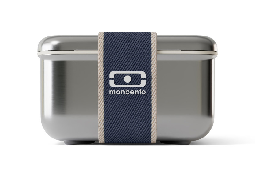 Lancheira de aço inoxidável Monbento Sense L azul, 1 L, para micro-ondas