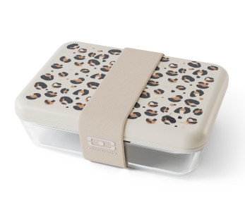 Monbento x Pyrex® Pure 600 ml glasmadkasse med leopardmønster