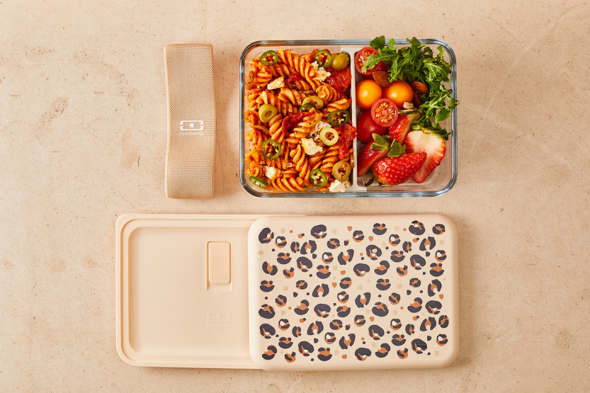 Contenitore per il pranzo in vetro Monbento x Pyrex® Pure 600 ml con motivo leopardato
