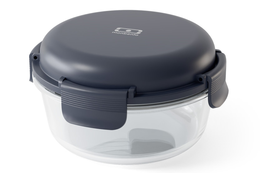 Monbento Sunny glazen saladekom 950 ml, blauw, met i js blokjes