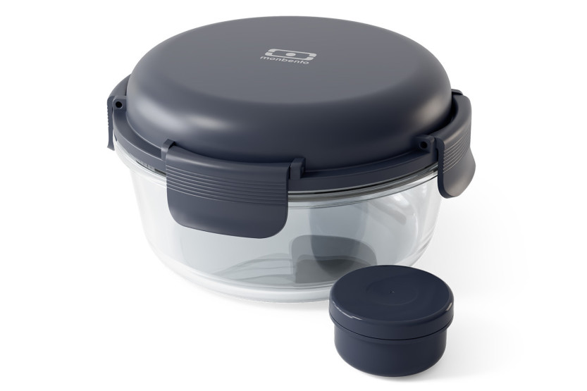 Monbento Sunny 950 ml Blue Glass Salad Bowl with Ice Pack