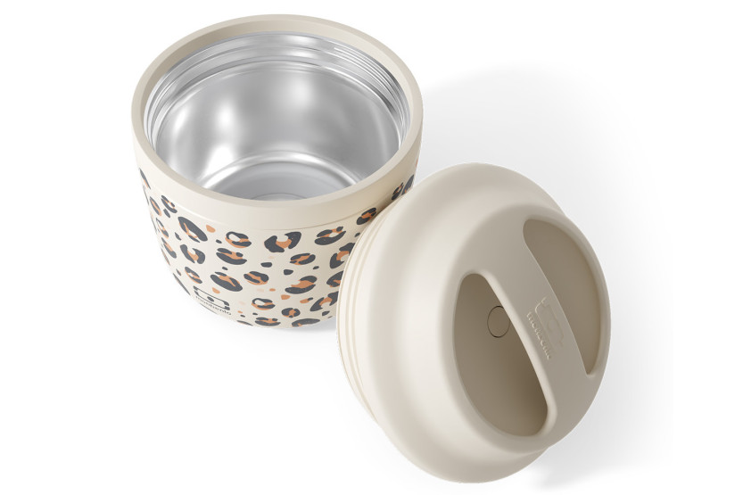 Lancheira térmica Monbento Element 550 ml com padrão de leopardo