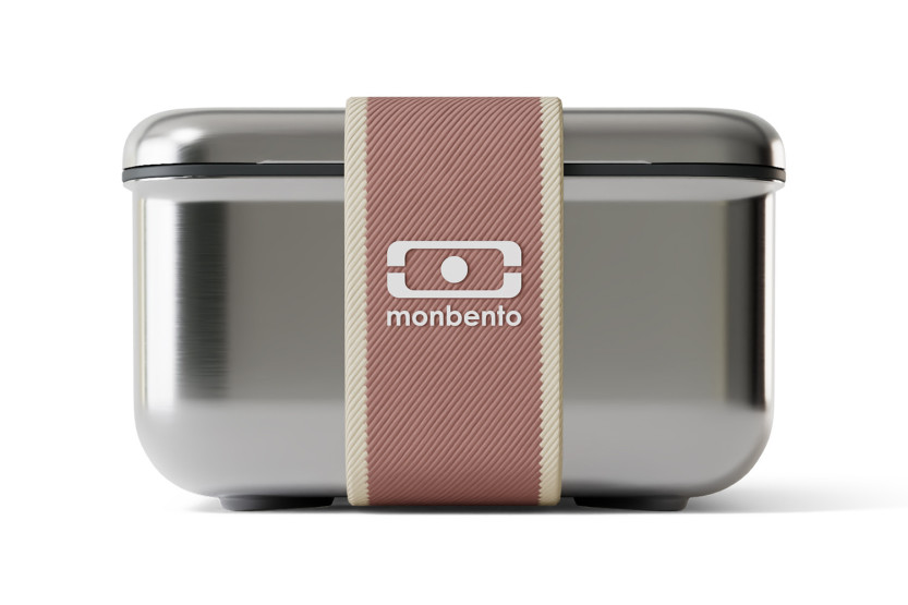 Lancheira de aço inoxidável Monbento Sense L, cor rosa moka, 1 L, para micro-ondas