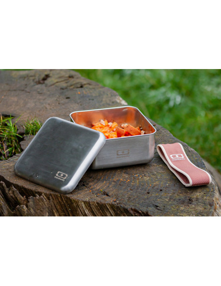 Monbento Sense L Stainless Steel Lunch Box, Mocha Pink, 1L, Microwave-Safe