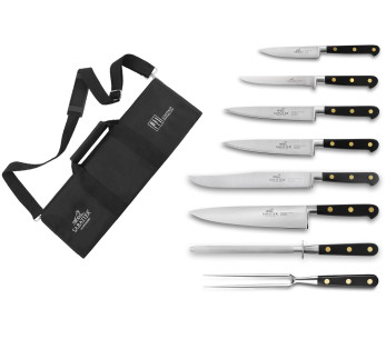 Koch Messerkoffer Sabatier Chef 6 Messer französische Herstellung + 1 Gabel + 1 Wetzstahl