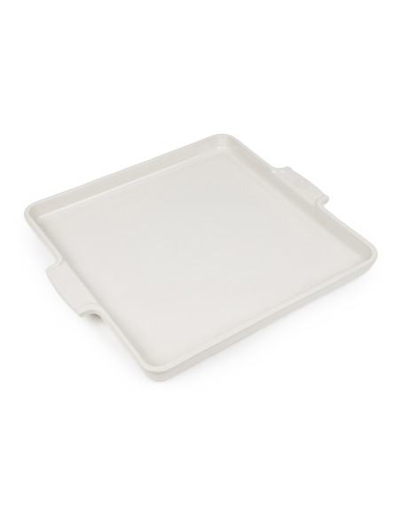 Bandeja de servicio cuadrada Peugeot Appolia de cerámica en color crudo, 32 cm