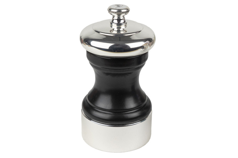 Peugeot Palace Manual Pepper Mill in Satin-Finish Black Beech Wood and Silver-Plated Metal, 10 cm