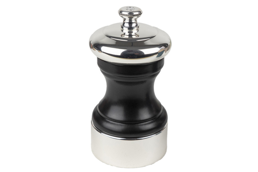 Molino de sal manual Peugeot Palace de madera de haya negra satinada y metal plateado, 10 cm