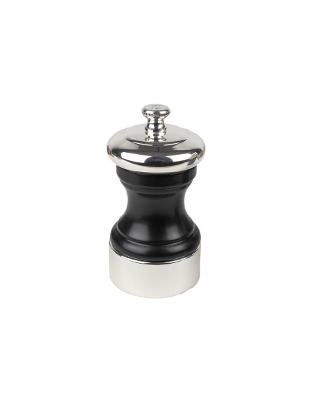 Molino de sal manual Peugeot Palace de madera de haya negra satinada y metal plateado, 10 cm
