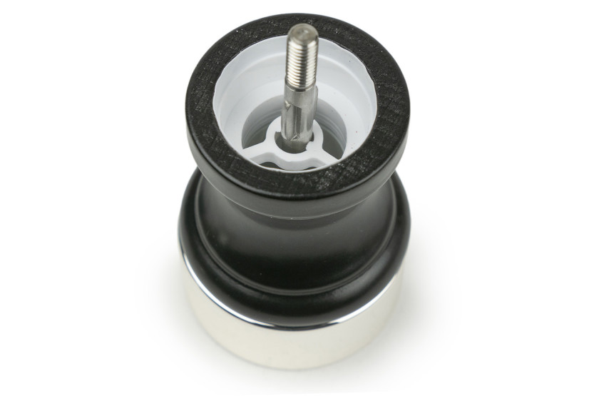 Moinho de sal manual Peugeot Palace em madeira de faia preta acetinada e metal prateado, 10 cm