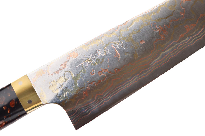 Handgjord japansk kockkniv 21 cm av Takeshi Saji, modell BS2 Rainbow