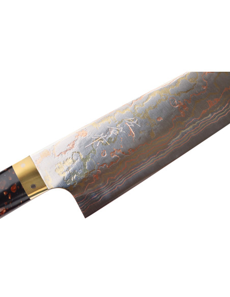 Faca de chef japonesa artesanal Takeshi Saji BS2 Rainbow, de 21 cm