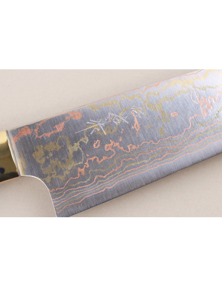 Faca de chef japonesa artesanal Takeshi Saji BS2 Rainbow, de 21 cm