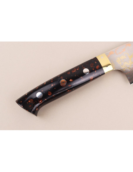 Cuchillo de chef japonés artesanal Takeshi Saji BS2 Rainbow de 21 cm