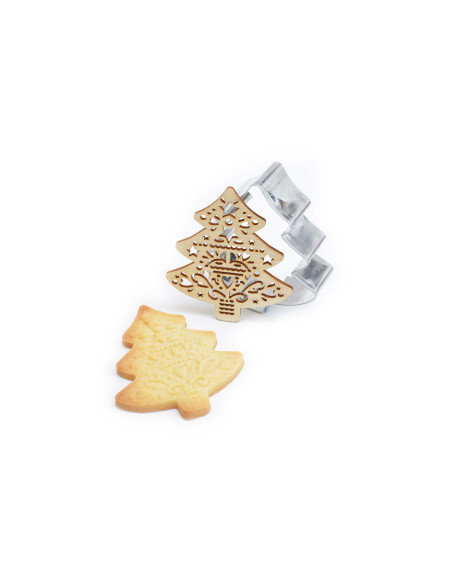 Set van 3 uitsteekvormpjes + reliëfstempels van Scrapcooking, kersteditie