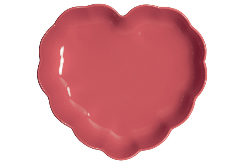 Emile Henry Madeleine-hjerteform i keramikk, 26,5 x 24,5 x 6,5 cm, farge: Rose Candy