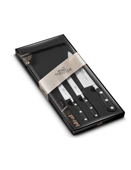 Set van 3 SABATIER Ideal 100% roestvrij gesmede Chef+Universal+Office Franse Messen