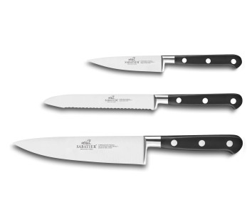 Set van 3 SABATIER Ideal 100% roestvrij gesmede Chef+Universal+Office Franse Messen 2