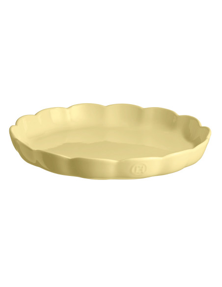 Emile Henry Madeleine Round Ceramic Pie Dish, 31 cm, Vanilla