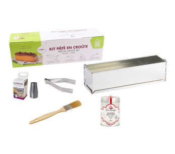 Gobel -sæt til paté en croûte med 30 cm form i blik + 3 tilbehørsdele + 1 opskrift + 1 gratis krydderiblanding