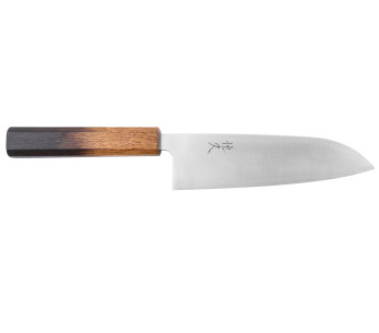 16.5 cm Tsunehisa AUS8 Japanese Handcrafted Santoku Knife with Burnt Oak Handle