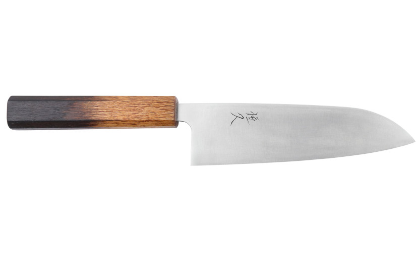 16.5 cm Tsunehisa AUS8 Japanese Handcrafted Santoku Knife with Burnt Oak Handle