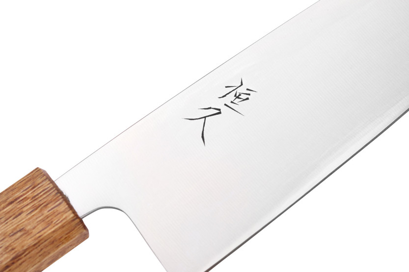 Faca santoku artesanal japonesa Tsunehisa AUS8 de 16,5 cm com cabo em carvalho queimado