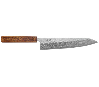 Handgefertigtes japanisches Kochmesser 24 cm von Yuzo Enju, Damaszener-Stahl 440C